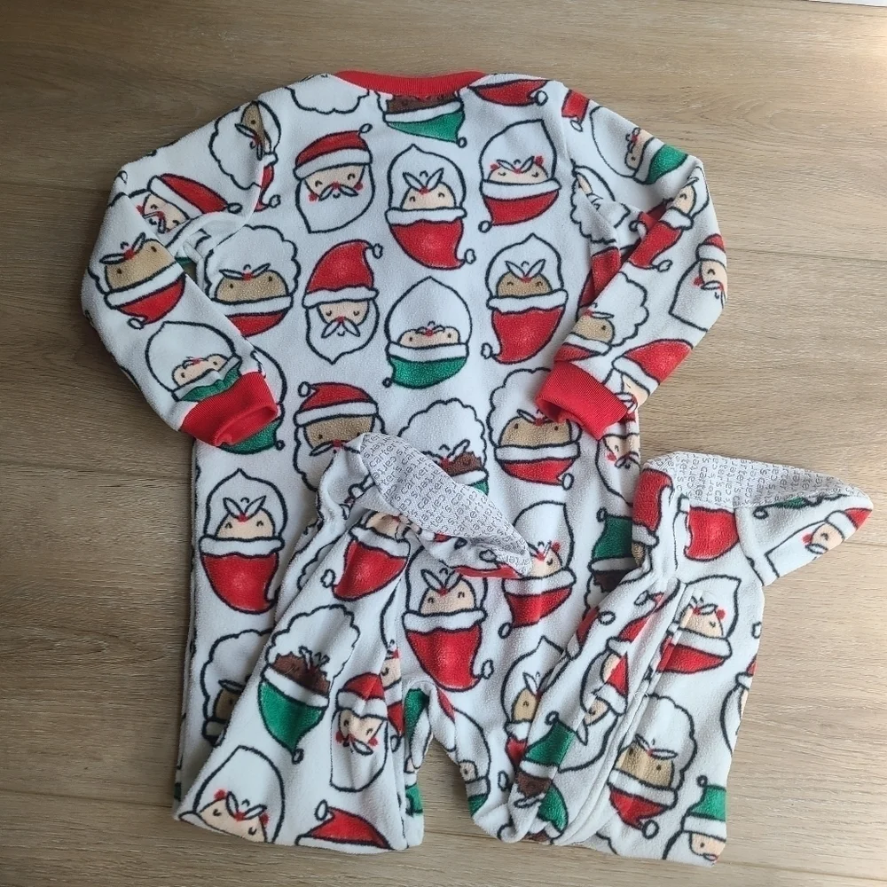 4T Fleece Santa Claus Christmas Footie Pajama unisex EUC Genderless